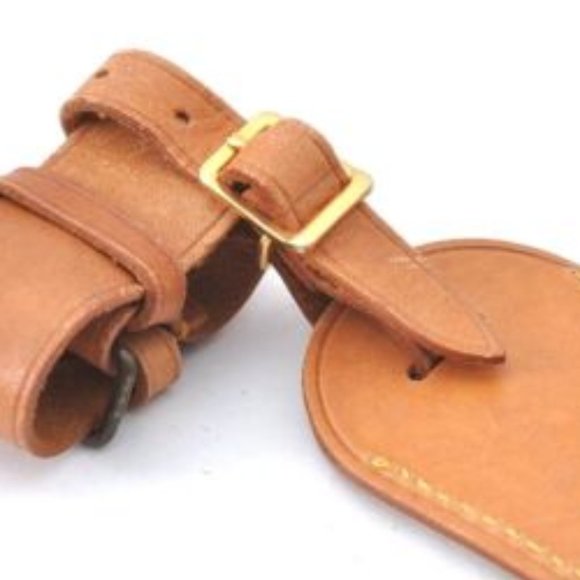 Vintage Louis Vuitton Luggage Tag Poignet Vachetta Leather Brass Gold Tan LV - Picture 7 of 14